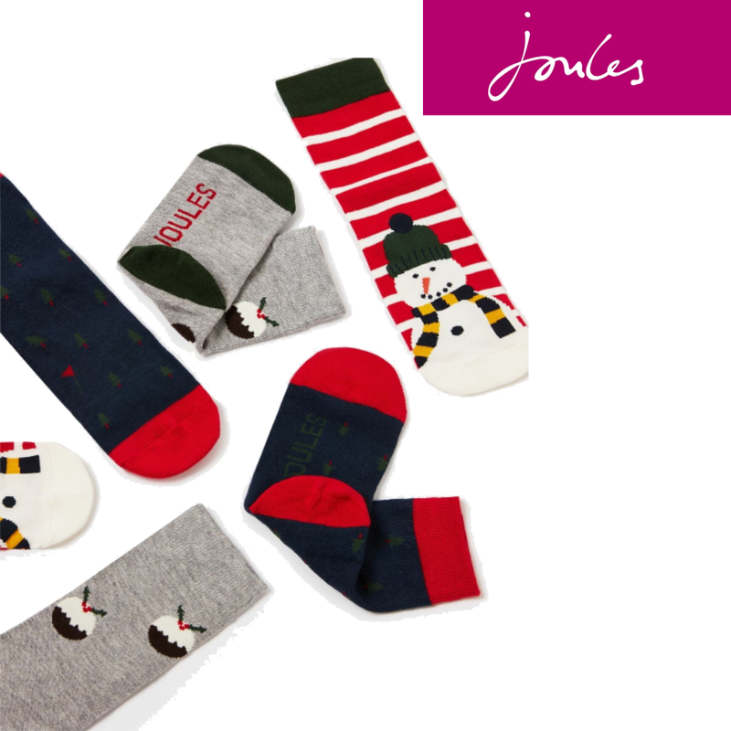 Joules Boys Brilliant Bamboo 3 Pk Socks  - Festive Snowman -1